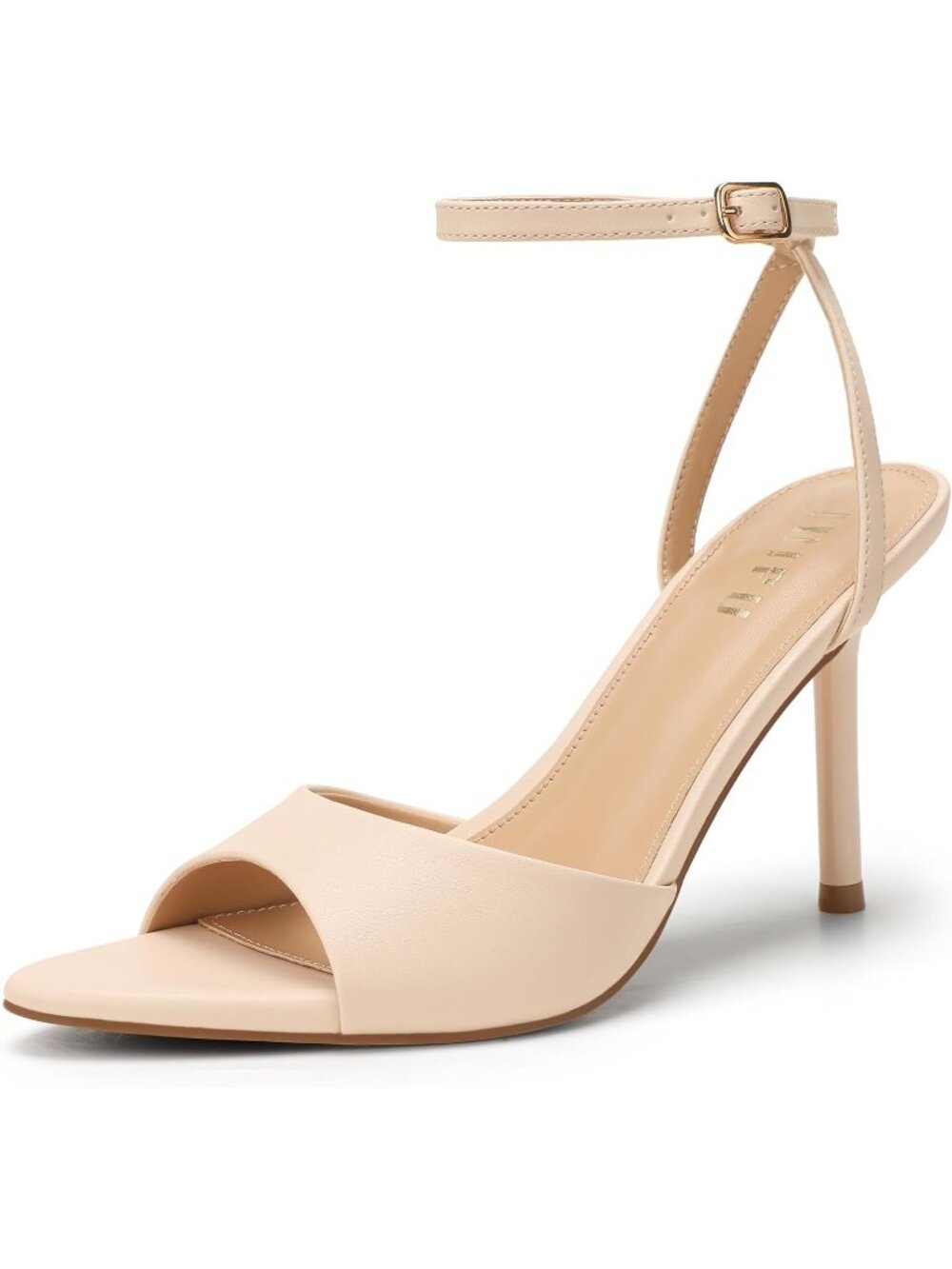 Women's Nude Stiletto Sexy 3.5-Inch Kitten Ankle Strap Peep Toe Heeled Sandals